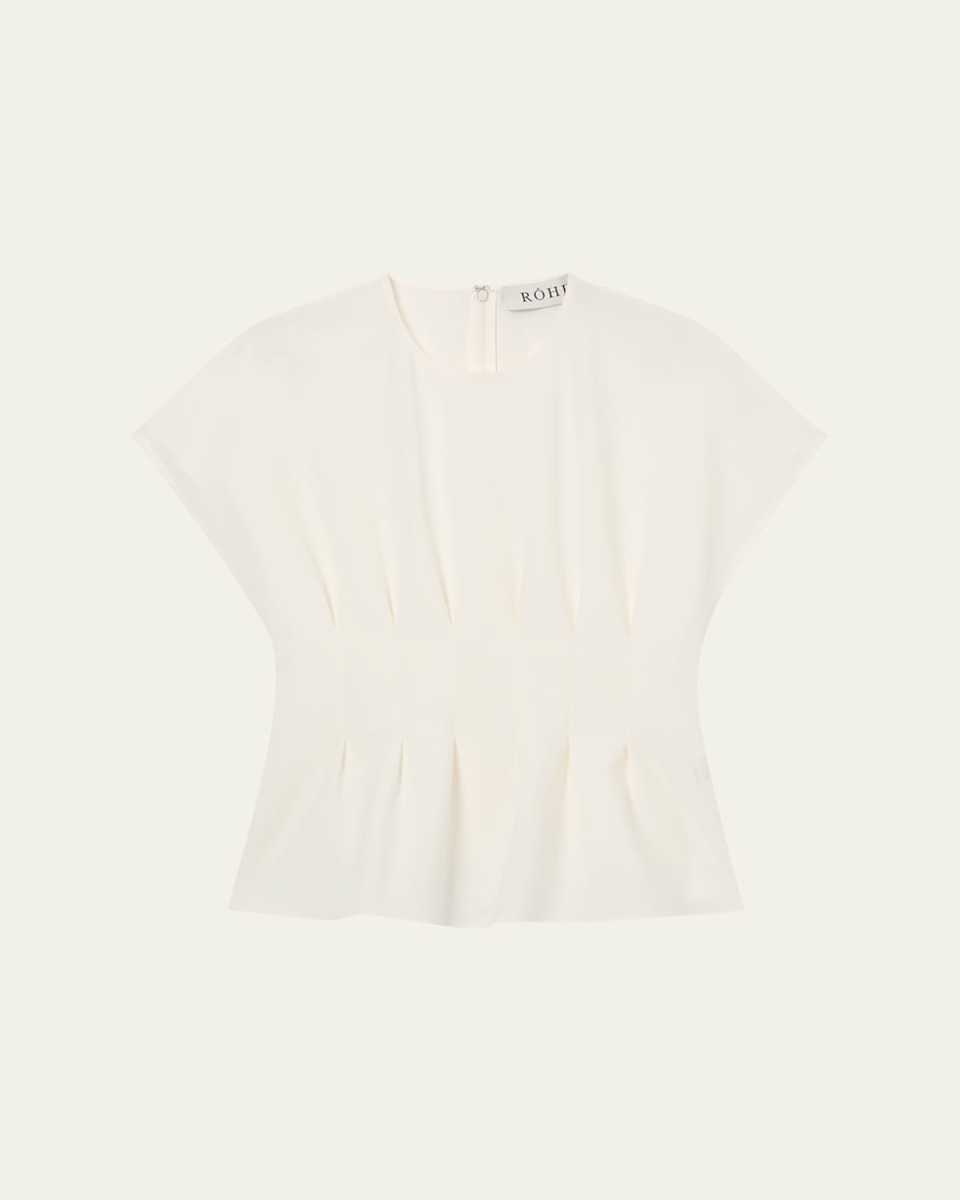 Short-Sleeve Sculptural Waisted Top